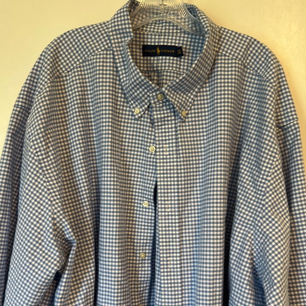 Club Room Casual Blue and White Gingham Shirt